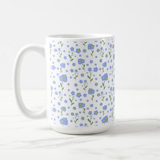 Glöm mig-inte, blomman utan mönster kaffemugg (Vänster)