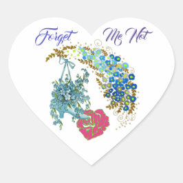Glöm mig Inte Blommigten Swehoney Romantic Rosa ro Hjärtformat Klistermärke