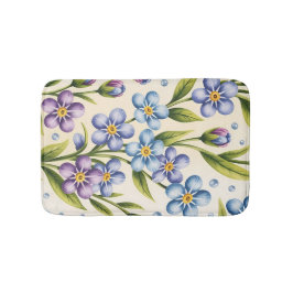 Glöm mig, inte blommor på grädde badrumsmatta