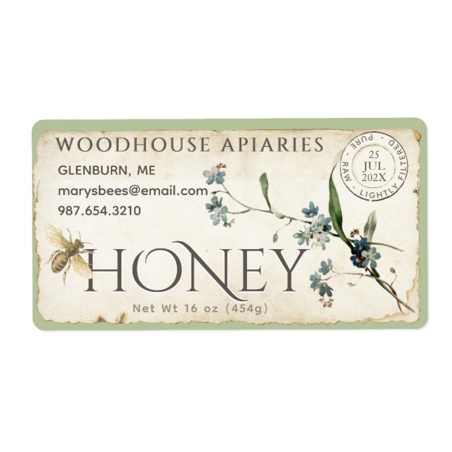 Glöm mig - inte blommor - poststämpel för bihonung fraktsedel (Framsidan)