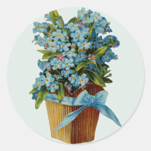 Glöm mig inte Blommor Runt Klistermärke