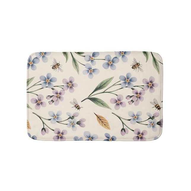 Glöm mig, inte blommor Shower Curtain Badrumsmatta (Framsidan)