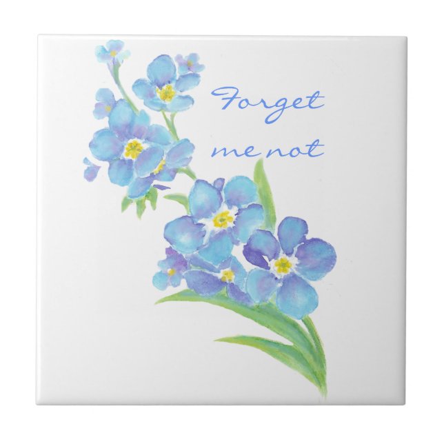 "Glöm mig inte", Blomsterträdgården Watercolor Kakelplatta (Framsidan)