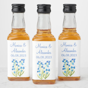 Glöm mig inte Blue Blommigt Vår bröllop Spritflaskor Etikett
