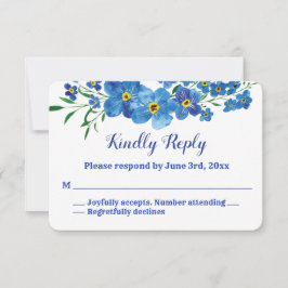 Glöm mig inte Bröllopet OSA Blått Blommigt vattenf Kort