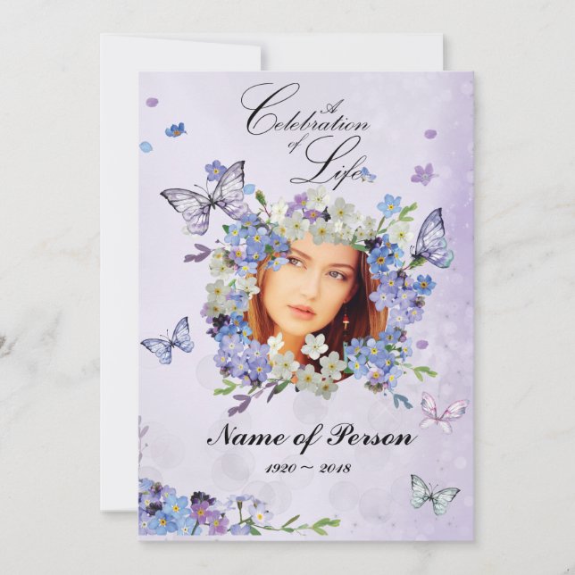 Glöm mig Inte Butterflies Firande i Life Inbjudningar (Framsida)