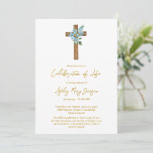 Glöm mig inte Cross Celebration of Life Begravning Inbjudningar