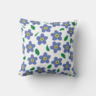 Glöm mig inte Dekorativ kudde, Blommigt Pillow, Fl Kudde
