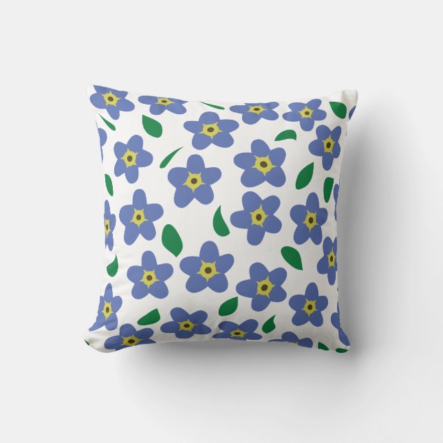 Glöm mig inte Dekorativ kudde, Blommigt Pillow, Fl Kudde (Framsida)