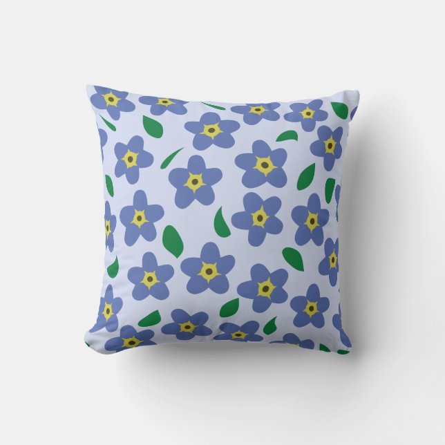Glöm mig inte Dekorativ kudde, Blommigt Pillow, Fl Kudde (Framsida)