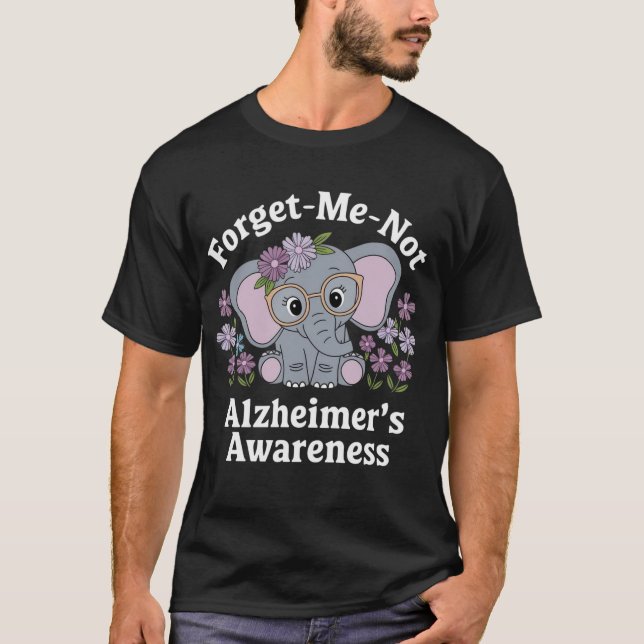 Glöm mig Inte Elephant Alzheimers medvetenhet T Shirt (Framsida)