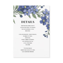 Glöm mig inte Modern Blommigt Bröllop-information