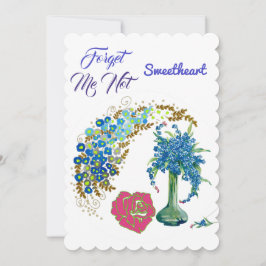 Glöm mig inte, Romantic Ro Blommigt Vas Julkort