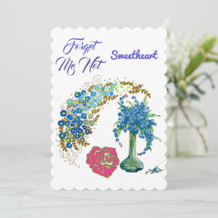Glöm mig inte, Romantic Ro Blommigt Vas Julkort