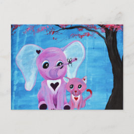 Glöm mig Inte Rosa Elephant Cat Cherry Blommar Art Vykort
