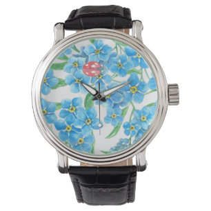 Glöm mig, inte sömlöst blommönster armbandsur