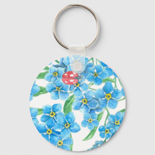 Glöm mig, inte sömlöst blommönster nyckelring