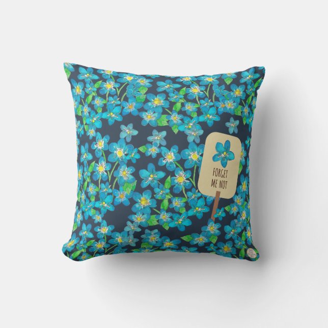 Glöm mig inte tyska/engelska Blue Wildblomma Kudde (Framsida)