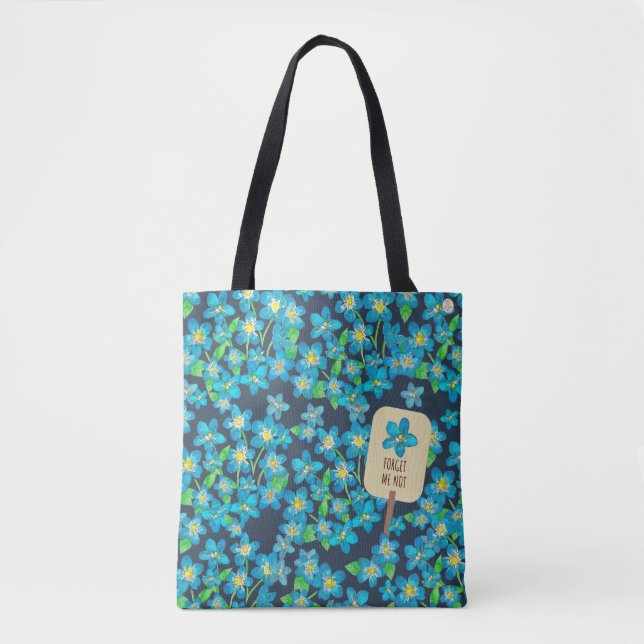 Glöm mig inte tyska/engelska Blue Wildblomma Tygkasse (Framsida)