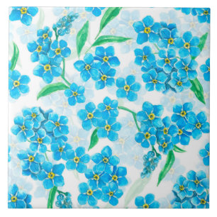 Glöm mig inte vattenfärgblommor kakelplatta