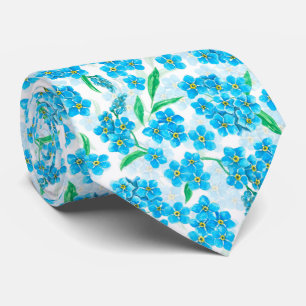 Glöm mig inte vattenfärgblommor slips