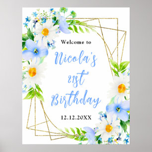 Glöm-Mig-Inter Blommor Födelsedags Hälsning Poster