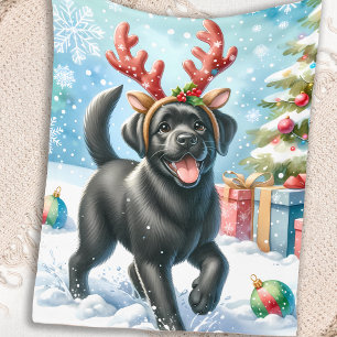 Glöm mig Knot - Black Labrador Fleecefilt