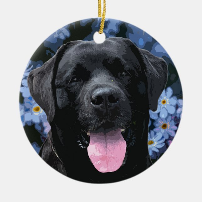 Glöm mig Knot - Black Labrador Julgransprydnad Keramik (Framsidan)