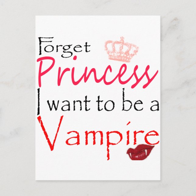 Glöm Princess, jag vill bli vampyr Vykort (Framsida)