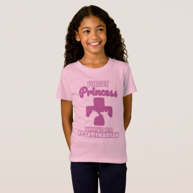 Glöm Princess jag vill vara veterinär T Shirt (Hel framsida)
