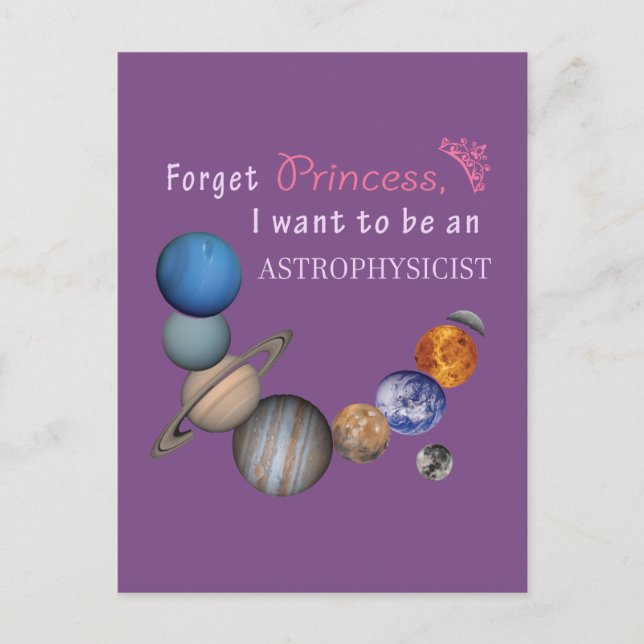 Glöm prinsessa - astrofysiker vykort (Framsida)