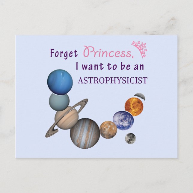 Glöm prinsessa - astrofysiker vykort (Framsida)