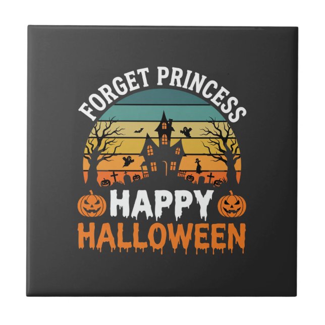 Glöm Prinsessa Glad Halloween Spökhus Desi Kakelplatta (Framsidan)