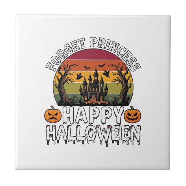 Glöm Prinsessa Glad Halloween Spökhus Pump Kakelplatta (Framsidan)