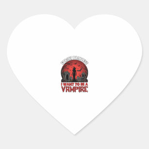 Glöm Prinsessa Vill Vara Vampyr Halloween_1 Hjärtformat Klistermärke