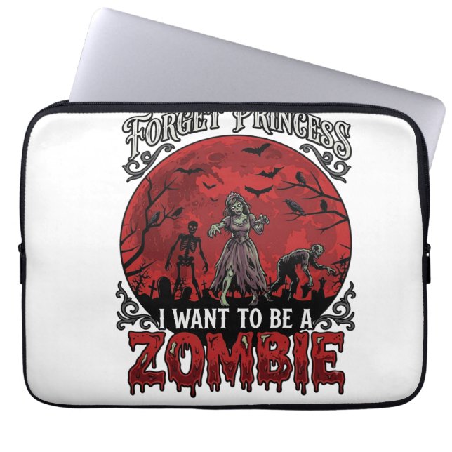 Glöm Prinsessa Zombie Blodmåne Kyrkogård Fladdermö Laptop Fodral (Framsidan)