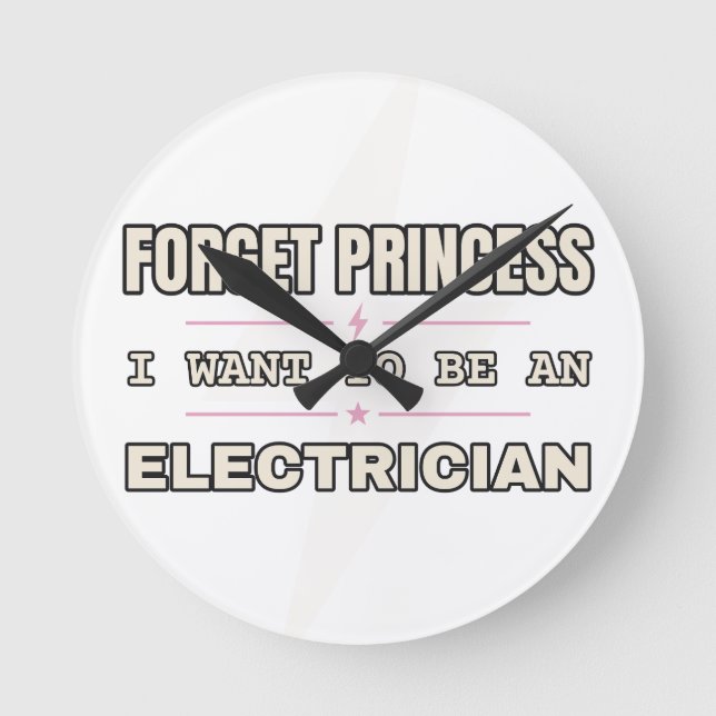 Glöm prinsessan, elektriker — väggklocka (Framsida)