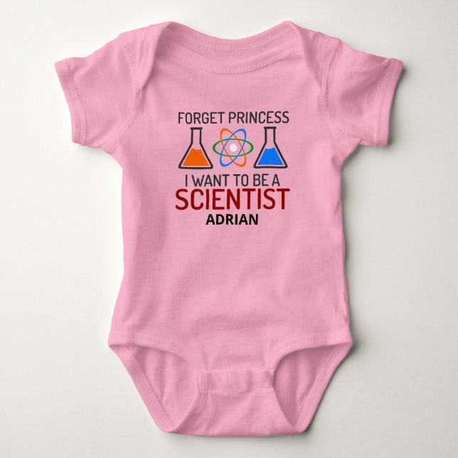Glöm prinsessan jag vill vara vetenskapsman i Namn T Shirt (Framsida)