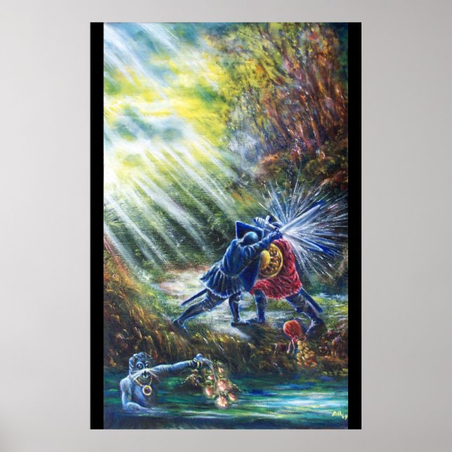 GLÖMD ROS Stridande riddare, Pengar och Djävul Poster (Framsidan)