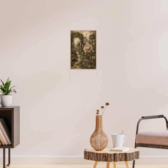 Glömd Trädgårds Peony Vintage Botanisk Väggkonst (Vardagsrum 3)