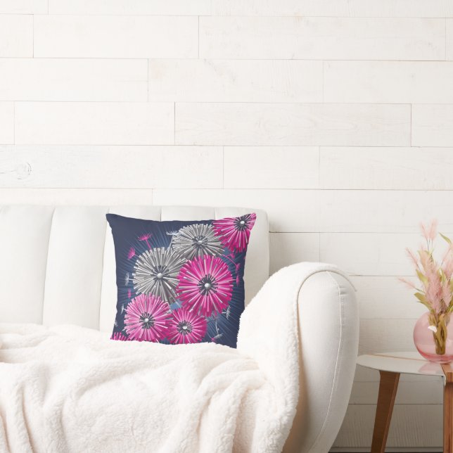 Glömda ogräs Grå Rosa Blå Maskros Kudde (Soffa)