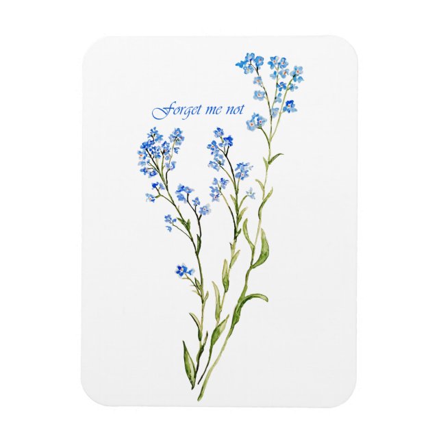 Glömm mig ej Anpassad akvarell trädgårdsblomma Magnet (Vertikal)