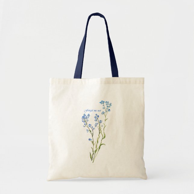 Glömm mig ej Anpassad akvarell trädgårdsblomma Tygkasse (Framsidan)