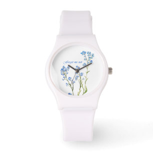 Glömm mig inte Anpassad akvarell trädgårdsblomma Armbandsur