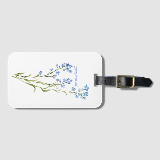 Glömm mig inte Anpassad akvarell trädgårdsblomma Bagagebricka (Framsida horisontal)