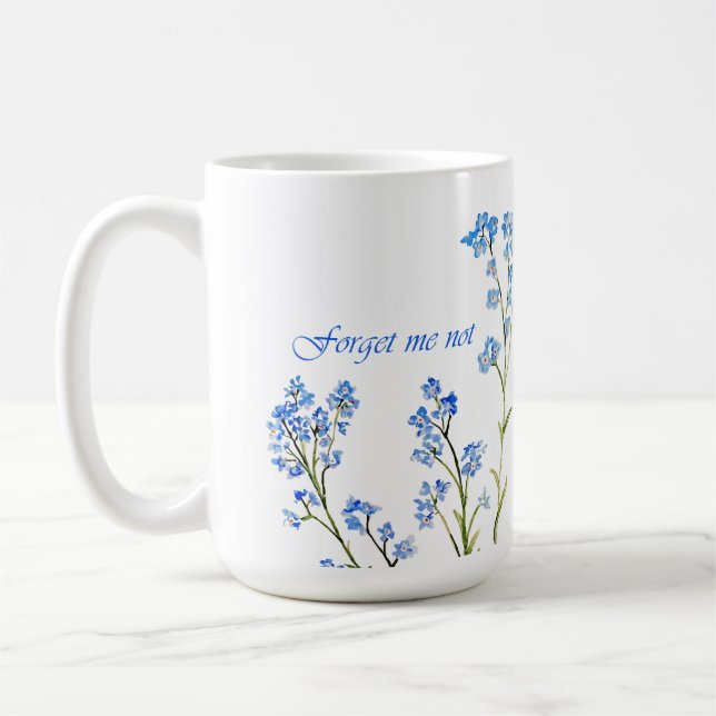 Glömm mig inte Anpassad akvarell trädgårdsblomma Kaffemugg (Vänster)