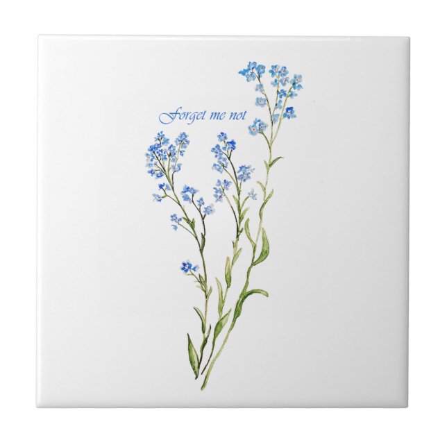 Glömm mig inte Anpassad akvarell trädgårdsblomma Kakelplatta (Framsidan)
