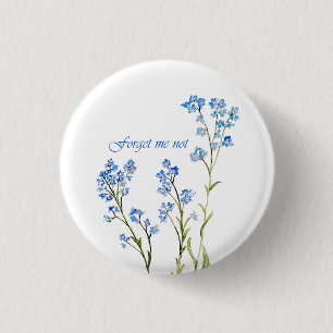 Glömm mig inte Anpassad akvarell trädgårdsblomma Knapp