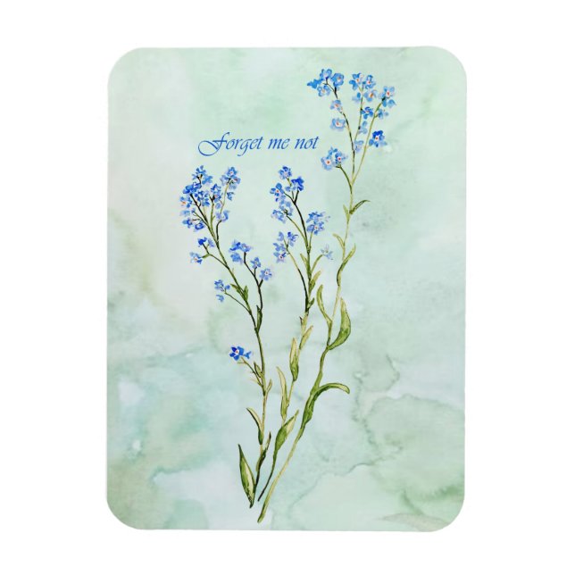 Glömm mig inte Anpassad akvarell trädgårdsblomma Magnet (Vertikal)