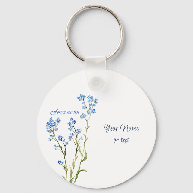 Glömm mig inte Anpassad akvarell trädgårdsblomma Nyckelring (Baksida)